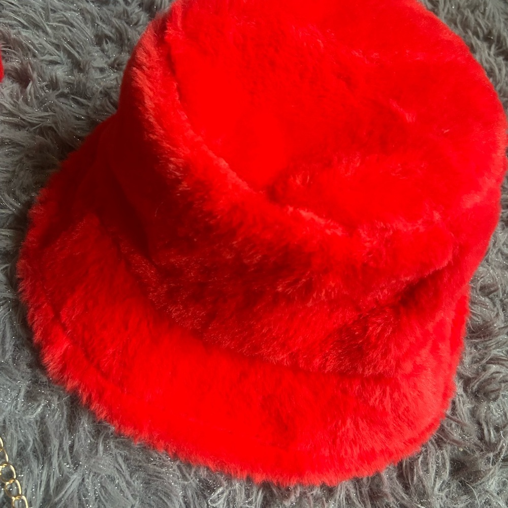Fuzzy Red Bucket Hat